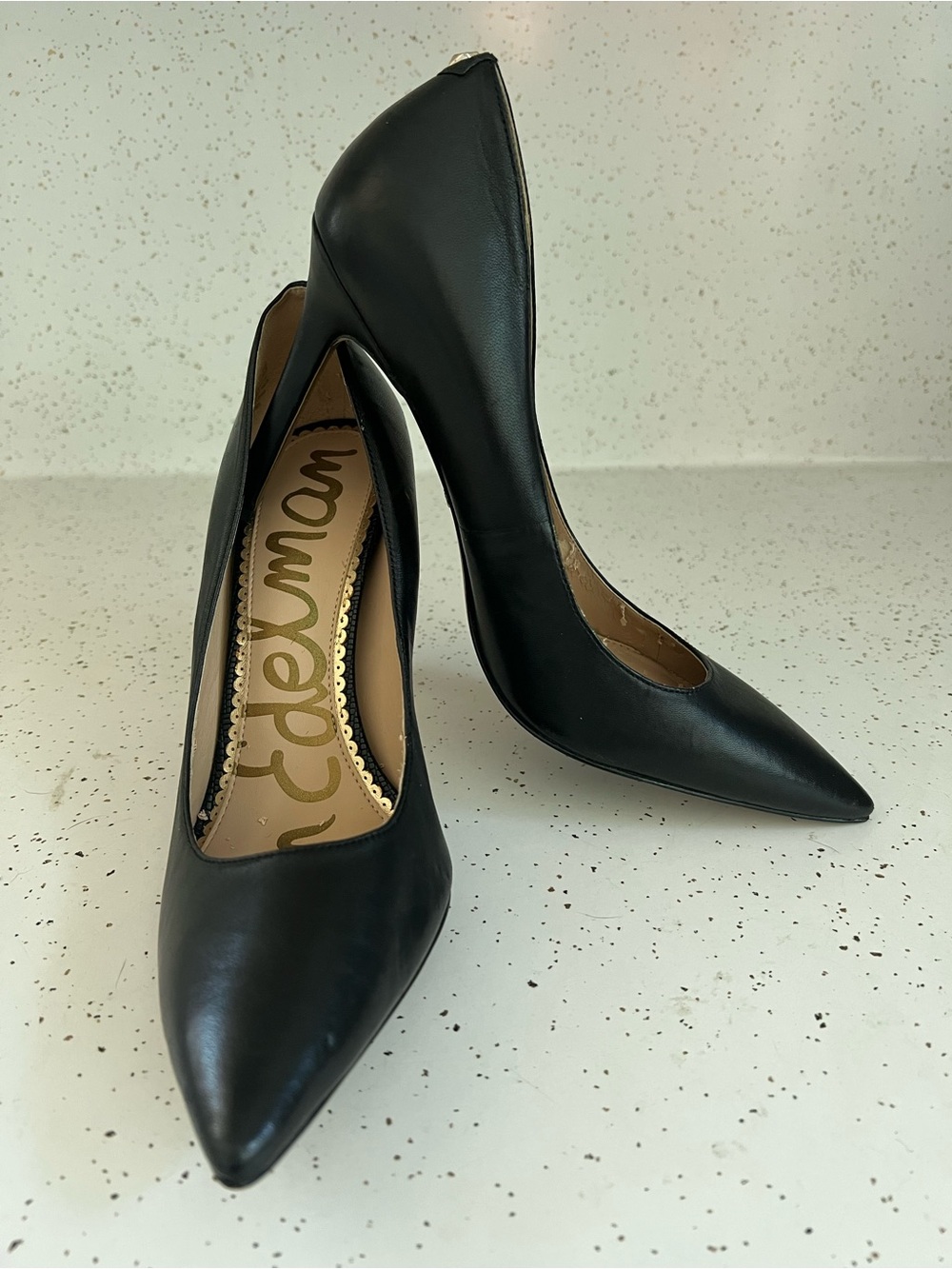 Sam Edelman Black Pointed-Toe Leather Pumps